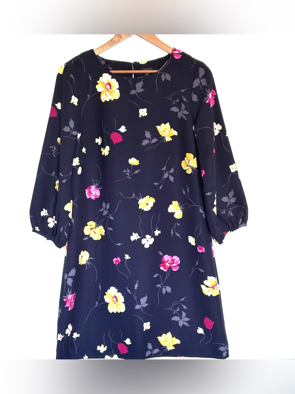 Ann Taylor Dress Women’s Size 6 Blue Floral 3/4 Sleeve